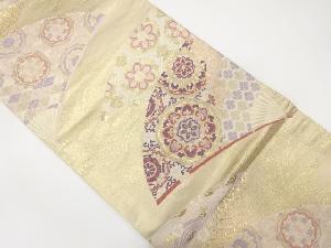 アンティーク　扇に華紋・花模様織り出し袋帯（材料）